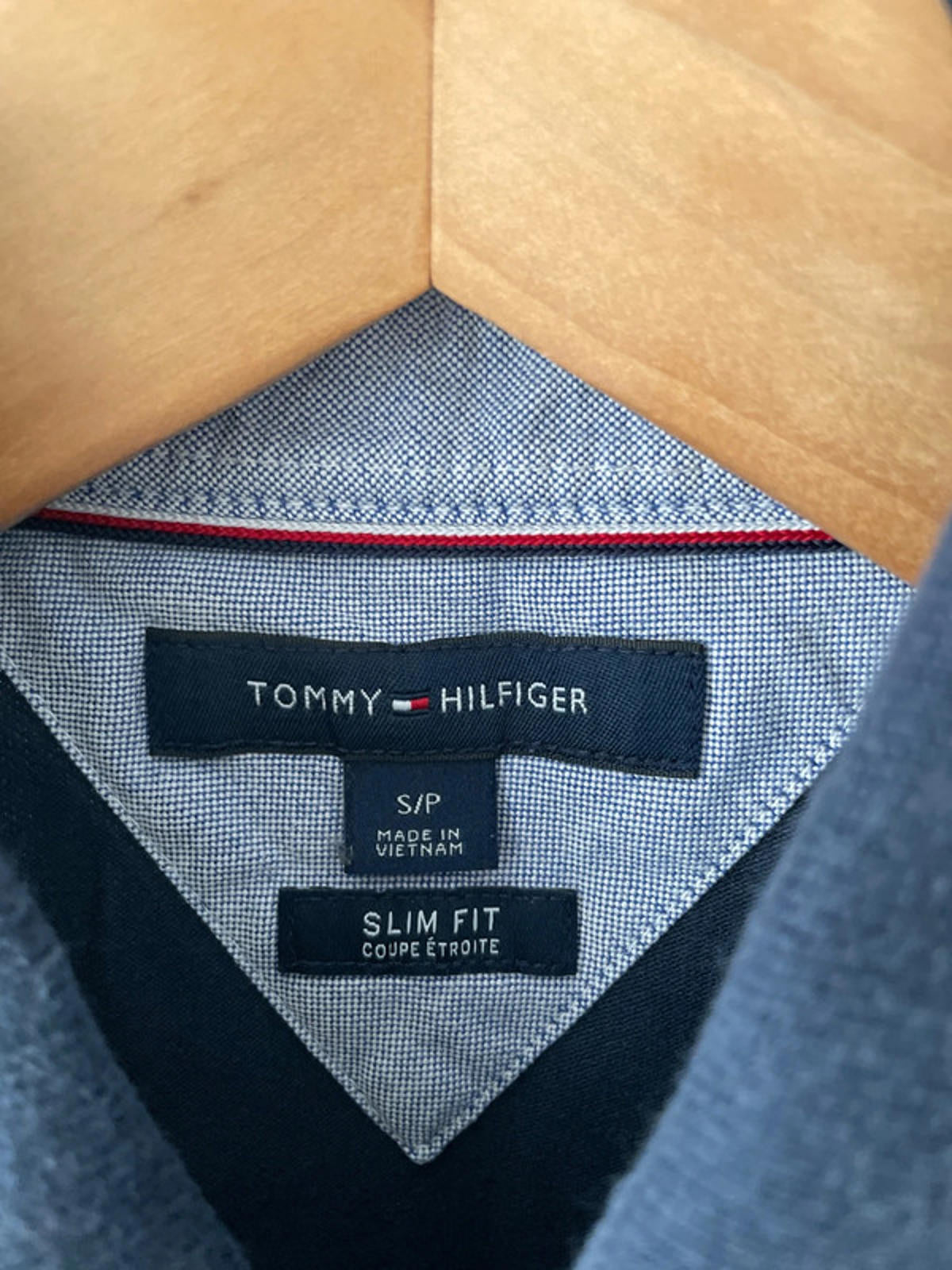 Men’s Tommy Hilfiger Slim Fit Navy Polo Top - Small - 1595