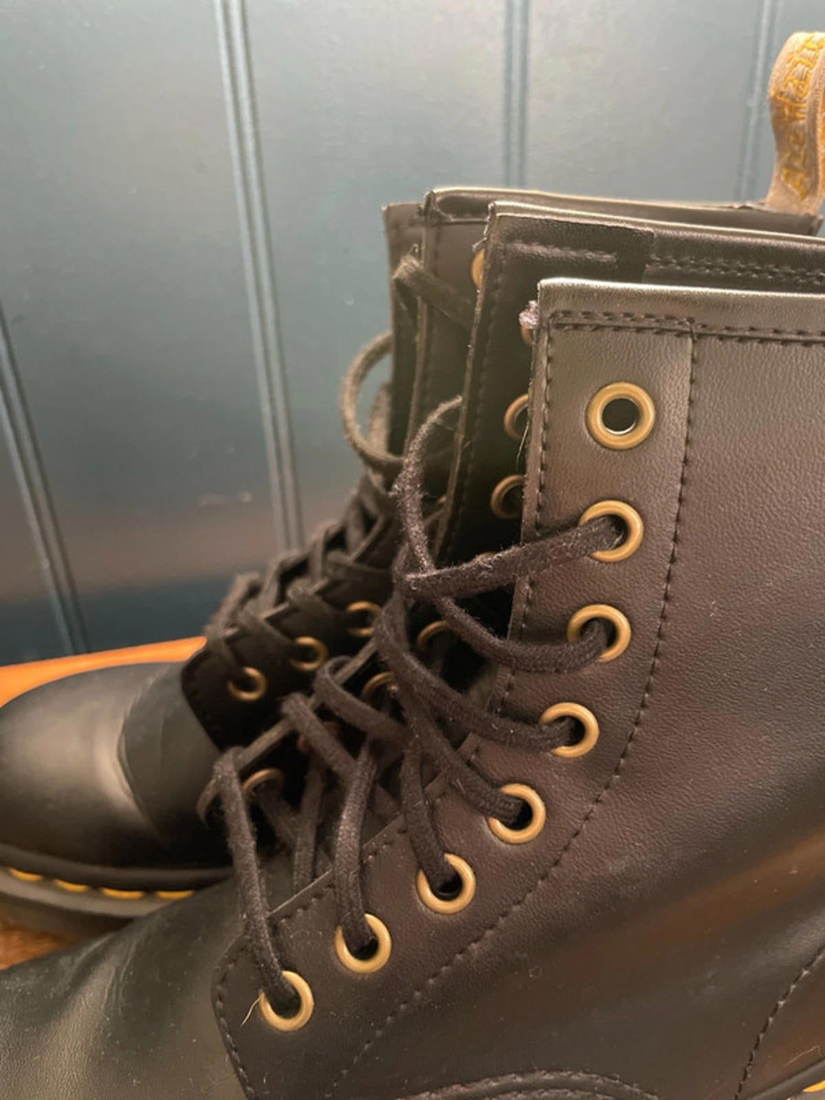 Women’s Dr Martens 8 Eyelet Vegan 14045 Lace Up Boots In Black - UK4- 2136