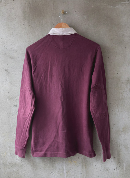 Men’s Fred Perry Classic Rugby Polo Top In Burgundy - Small - 2998