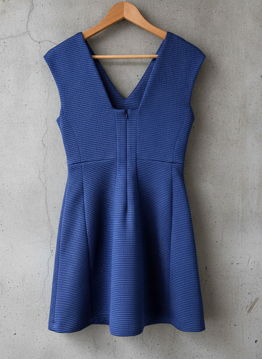Womens Reiss Anouk Fitted Sleeveless V-Neck Dress In Blue - Uk10 - 3517
