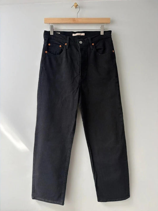 Women’s Levi’s High Waisted Ribcage Straight Fit Jeans In Black - W28/L27 - 3311