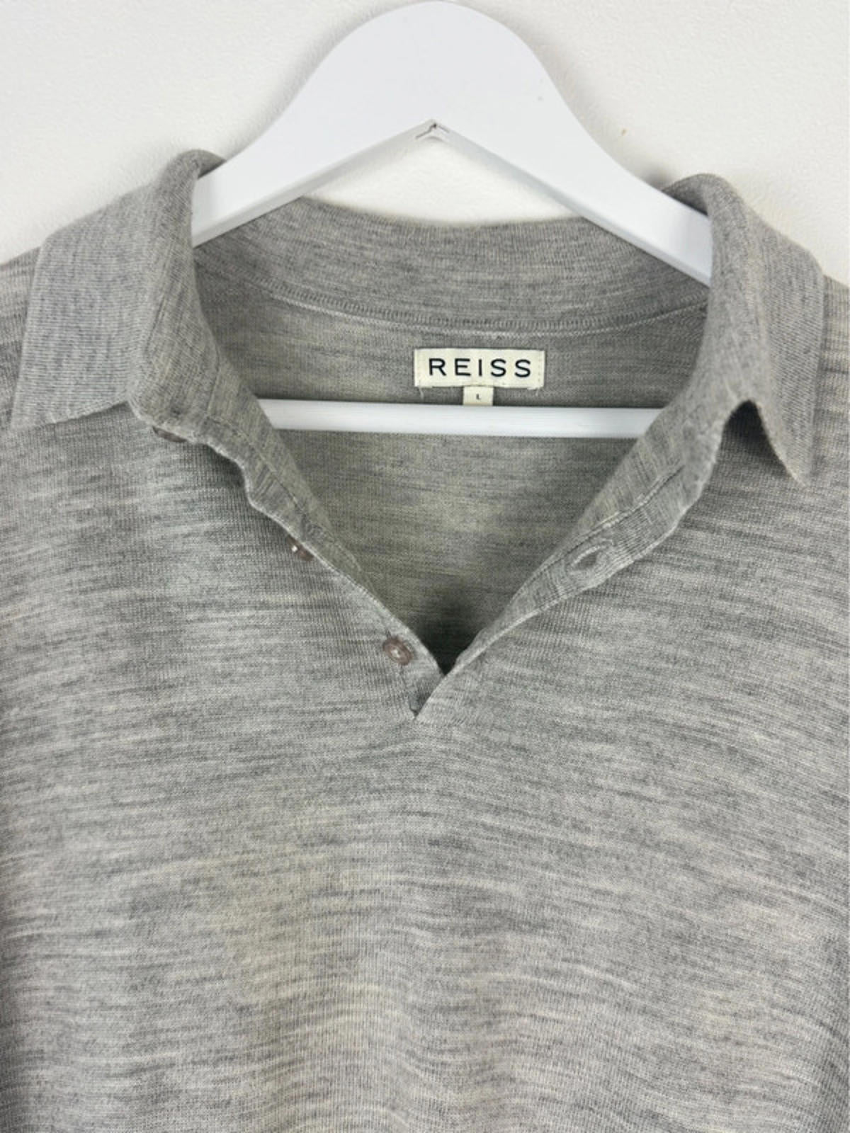 Men’s Reiss Premium 100% Wool Long Sleeve Polo Shirt Top - Large -1444