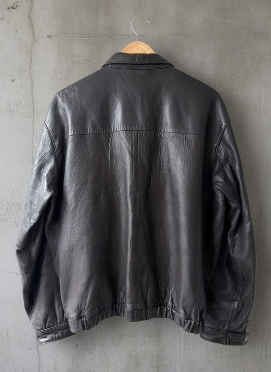 Men’s Ralph Lauren Oversized Fit Premium Leather Jacket In Black - Medium - 3654