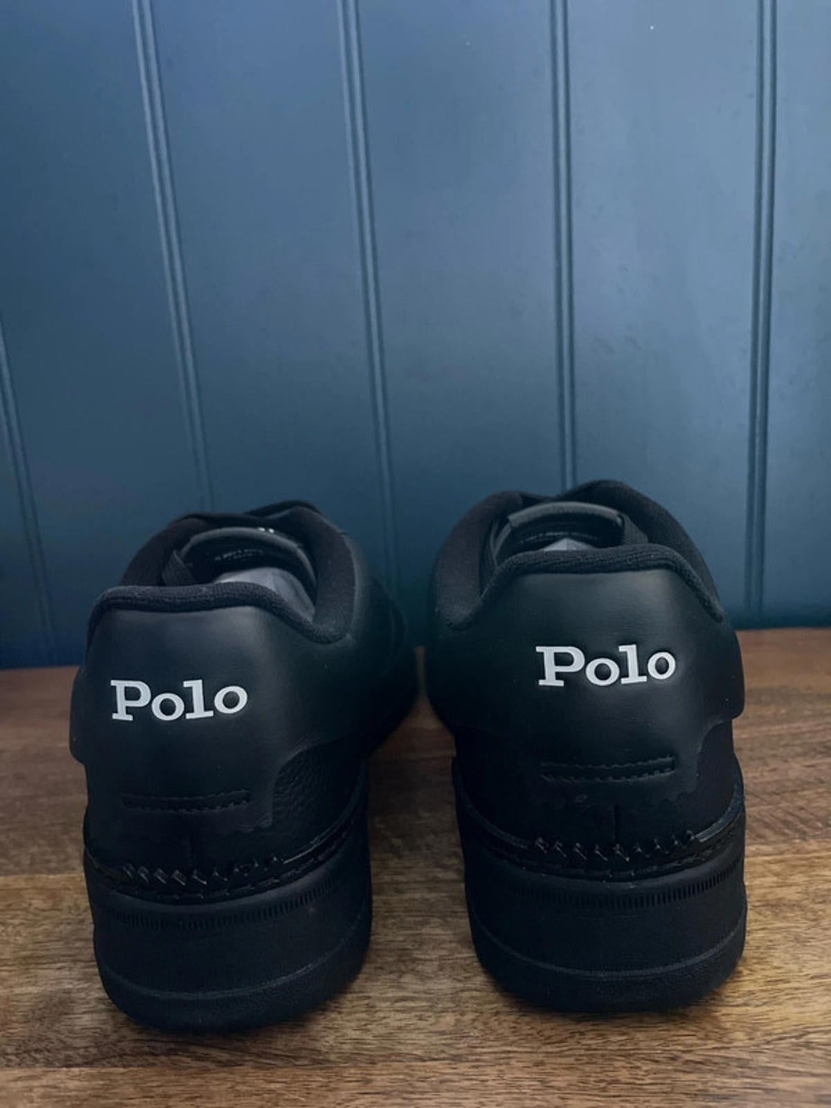 Men’s Ralph Lauren Masters Court Leather Trainer In Black - UK 8 - 2302