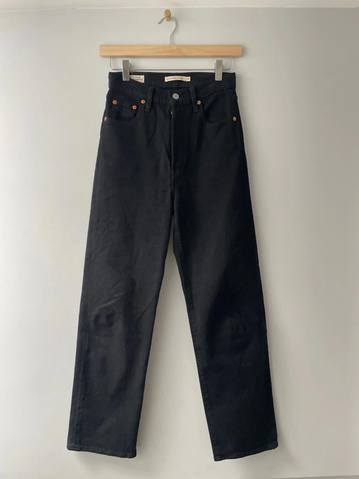 Women’s Levi’s High Waisted Ribcage Straight Fit Jeans In Black - W25/L27 - 2350