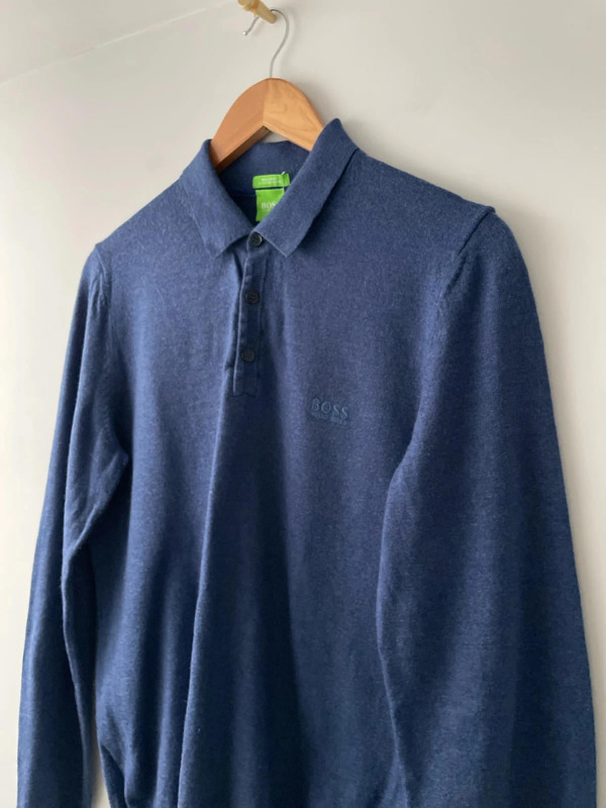 Men’s Hugo Boss Long Sleeve 100% Merino Wool Knitted Polo Top - Medium - 1992