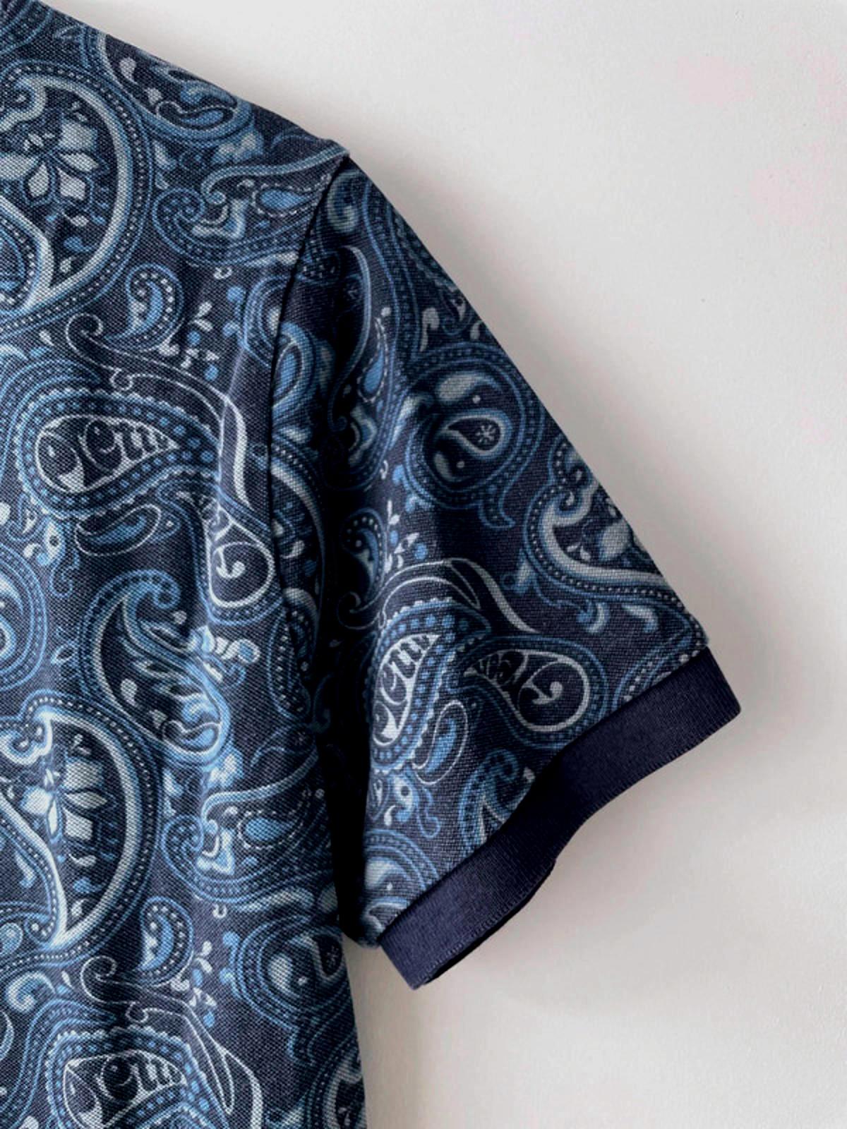 Men’s Pretty Green Tonal Wonderwall Paisley Print Polo Top - Medium - 1724