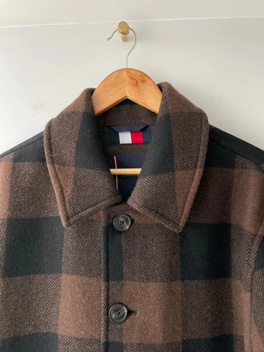 Men’s Tommy Hilfiger Premium Wool Checked Jacket In Brown - Medium - 2428 - £300 RRP
