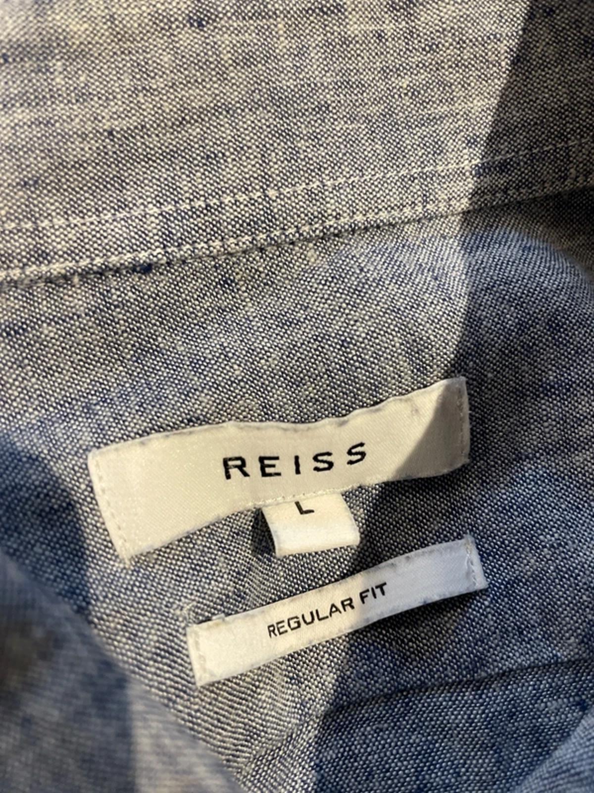 Men’s Reiss 100% Slub Linen Long Sleeve Shirt in Blue - Large - 2928