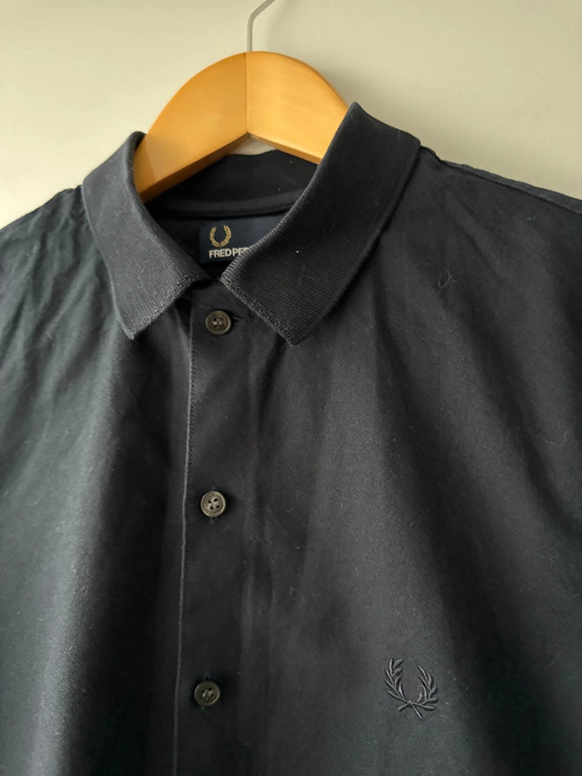 Men’s Fred Perry long sleeve Linen Look shirt With Rib Collar - Small - 0435