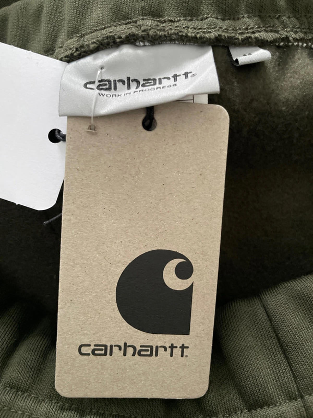 Men’s Carhartt WIP Chase Joggers with Hidden Draw String In Olive/Gold - Medium - 2414