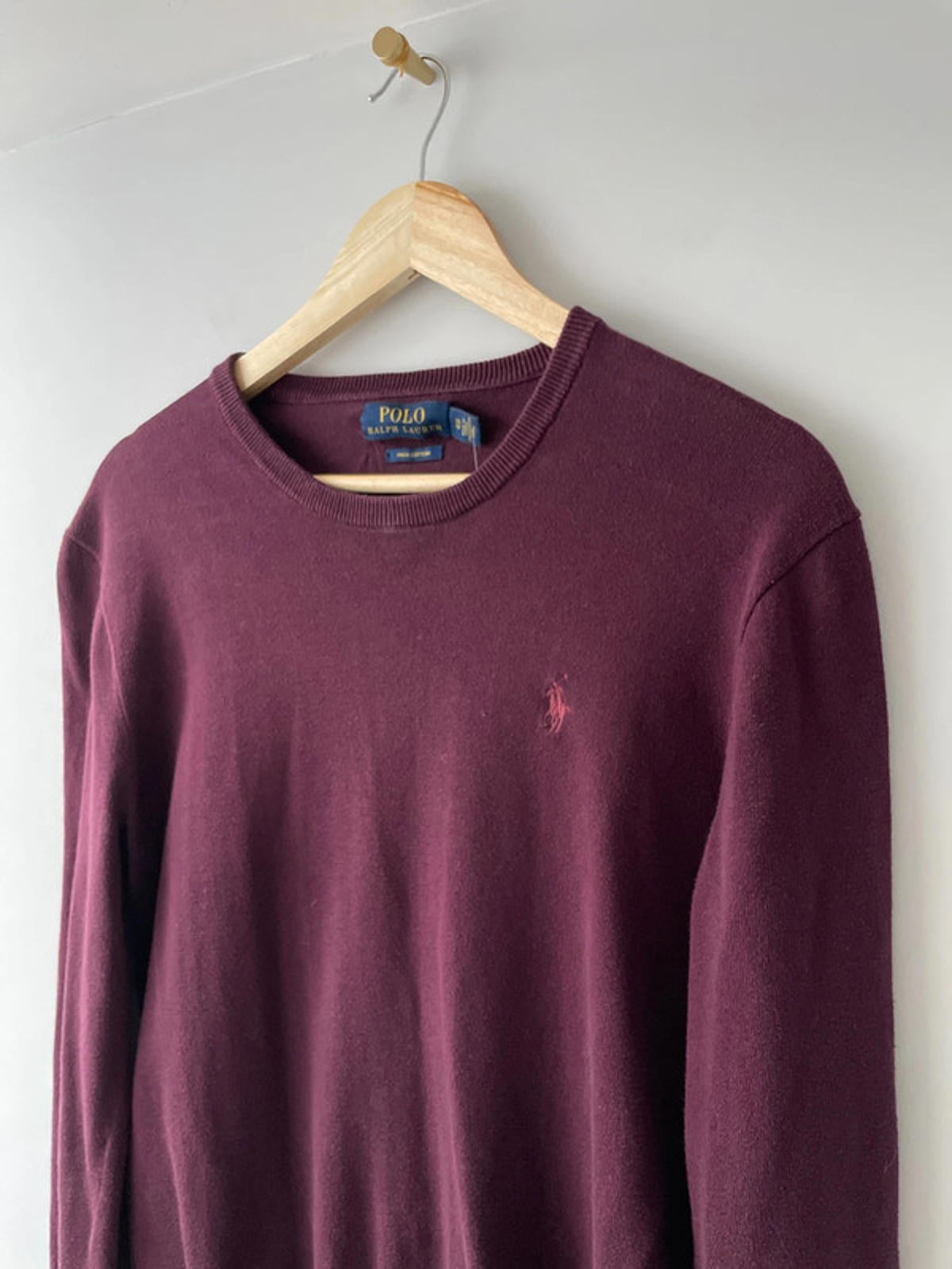 Men’s Ralph Lauren Long Sleeve Crew Neck Jumper In Burgundy - XSmall- 2060