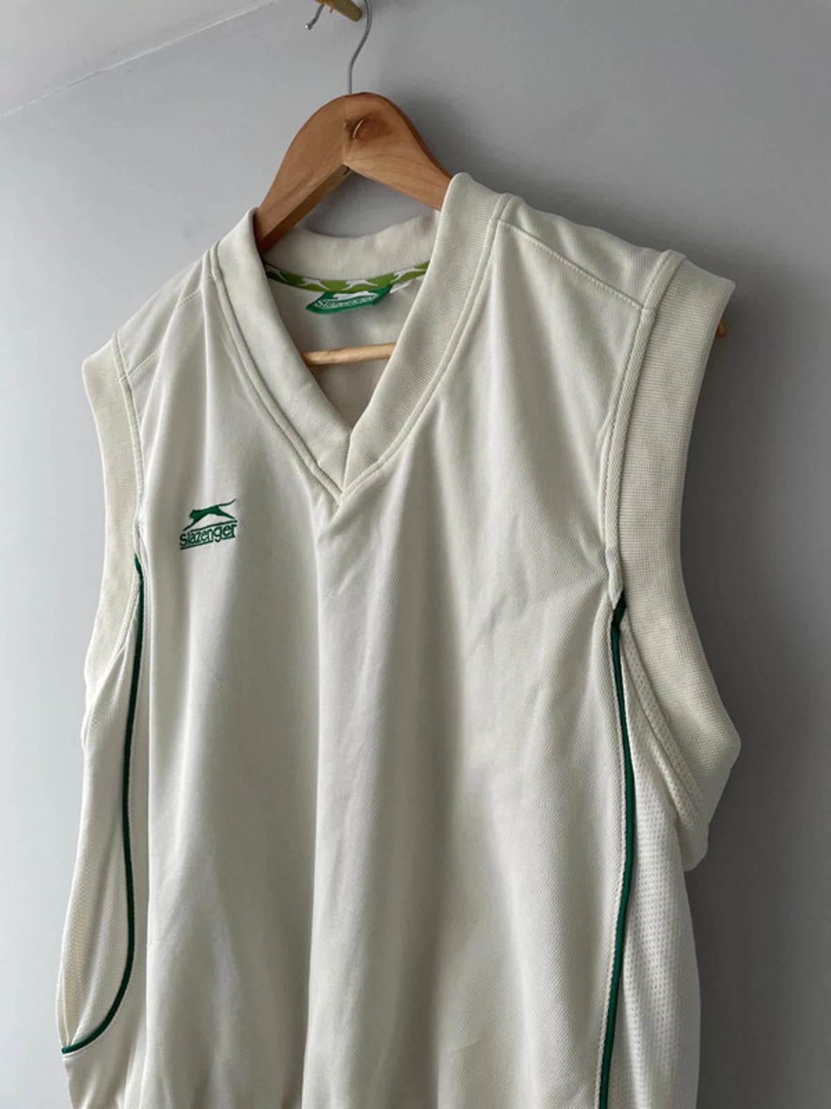Men’s Slazenger Vintage Retro Cricket Tank Top Jumper In Cream - Medium - 2316