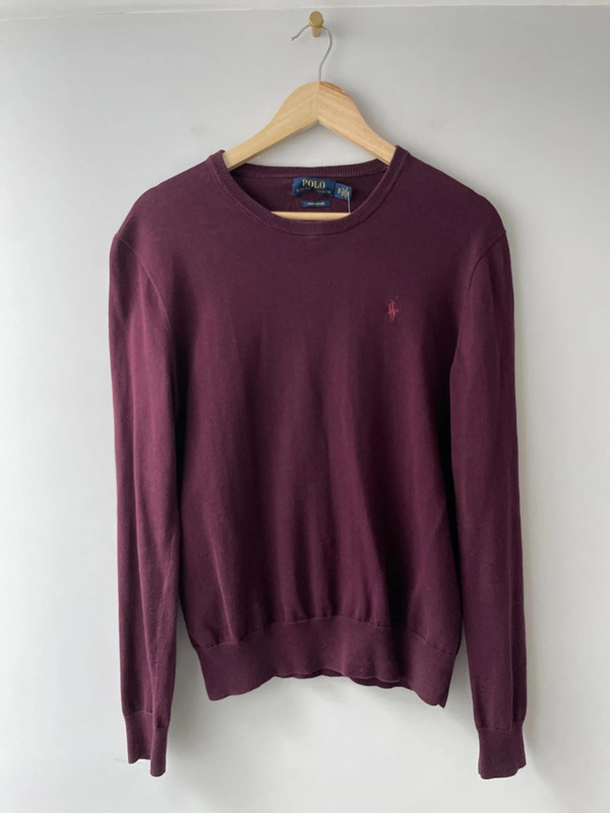 Men’s Ralph Lauren Long Sleeve Crew Neck Jumper In Burgundy - XSmall- 2060