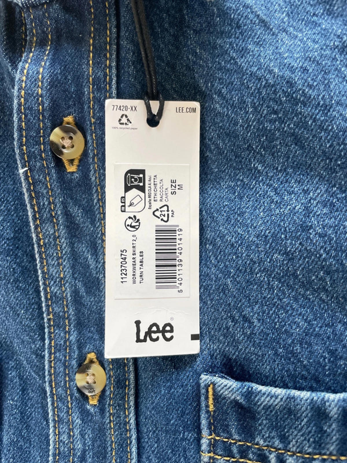 Men’s LEE Workwear Overshirt Denim Shirt - Medium - 2200