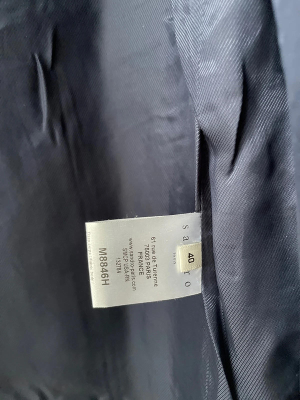 Women’s Sandro Paris Premium Mohair Check Coat Jacket In Navy - UK12 - 2371