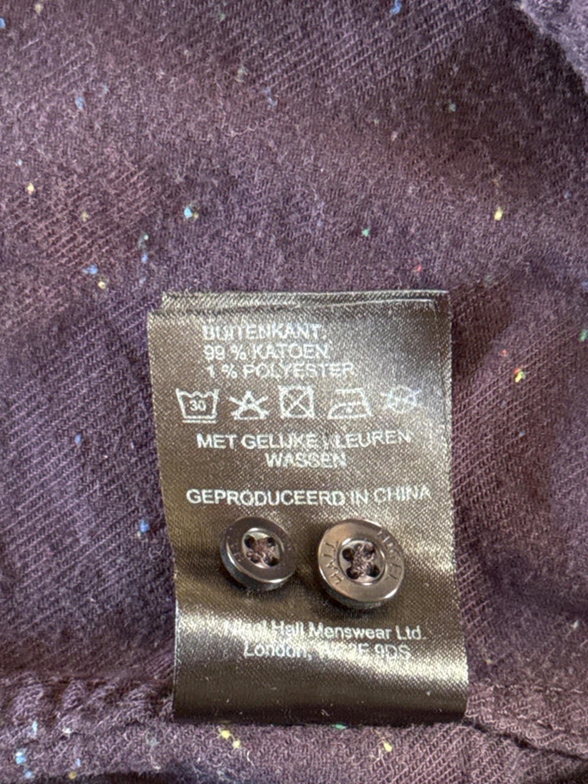 Men’s Nigel Hall Long Sleeve Oxford Shirt In Fleck Fabric - Medium - 0496