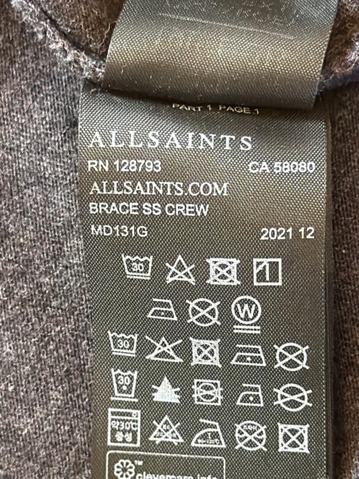 Mens Allsaints Brace Super Soft Cotton Crew Neck T-shirt In Grey - XLarge - 3406