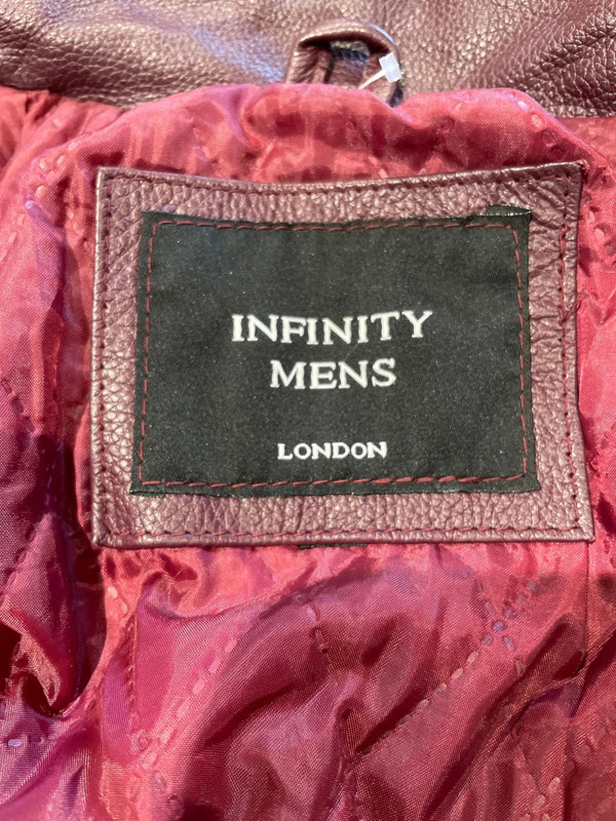 Men’s Infinity Premium Leather Peacoat Jacket In Burgundy - Medium - 2498