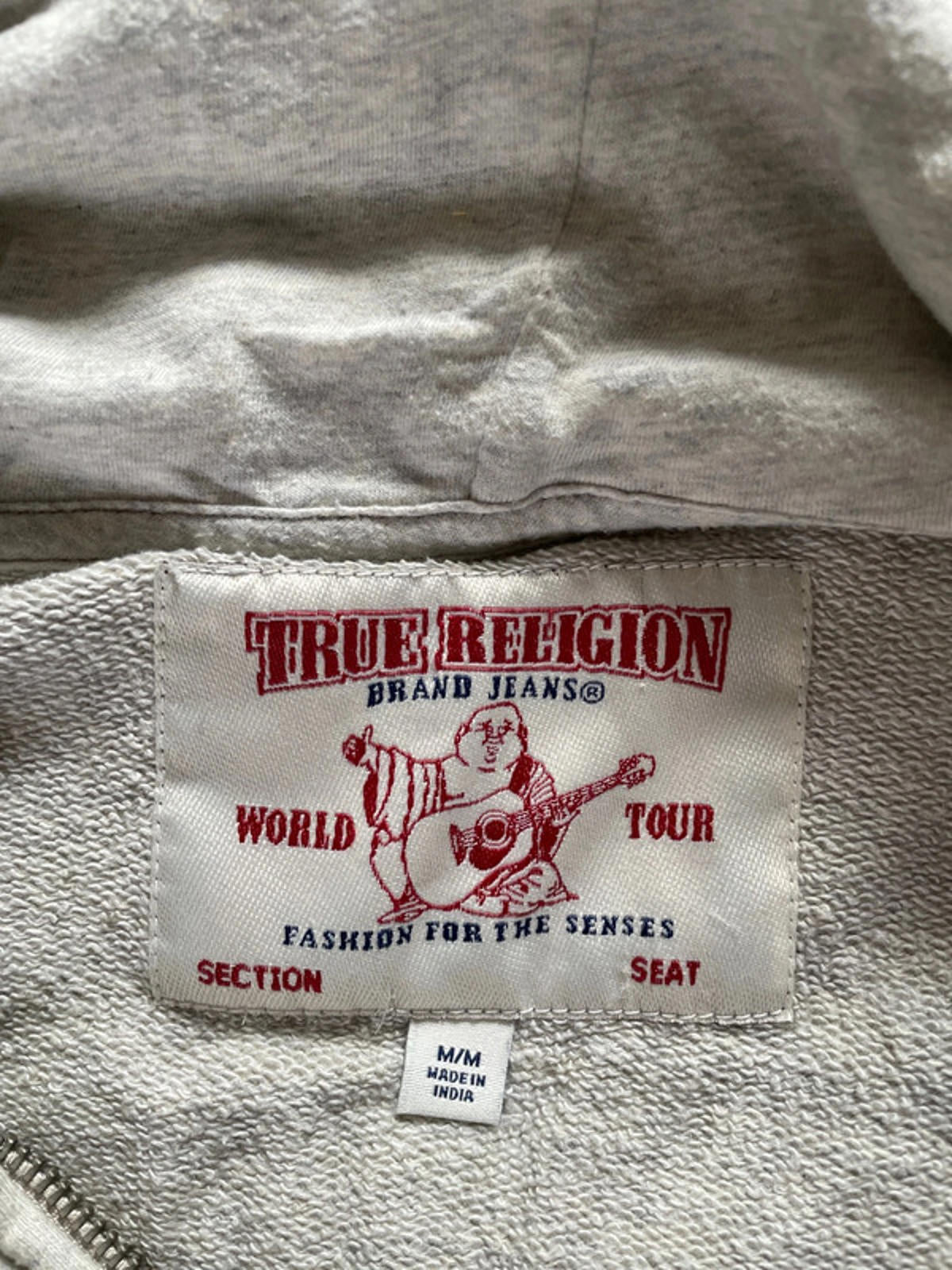 Men’s True Religion Printed Zip Through Hoodie Top - Medium - 1990