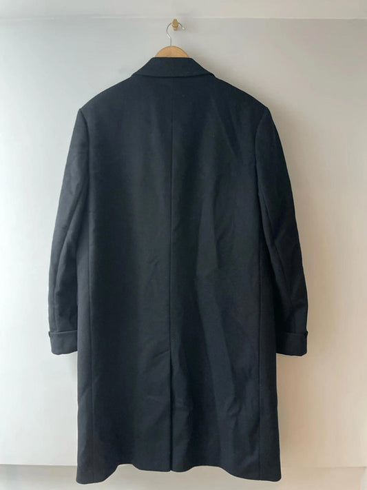 Men’s Aquascutim 100% Wool Single Breasted Trench Coat In Black - Large - 2578