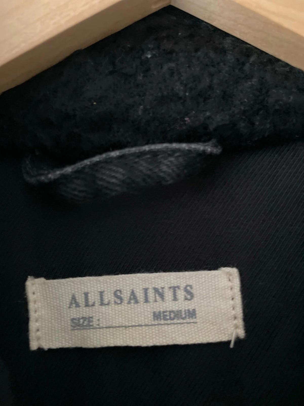 Women’s AllSaints Imoku Denim Jacket with Borg Collar In Black - Medium - 2327