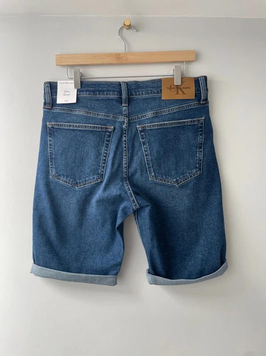 Men’s Calvin Klein Slim Fit Denim Shorts In Navy Blue - W32/L10 - 3135