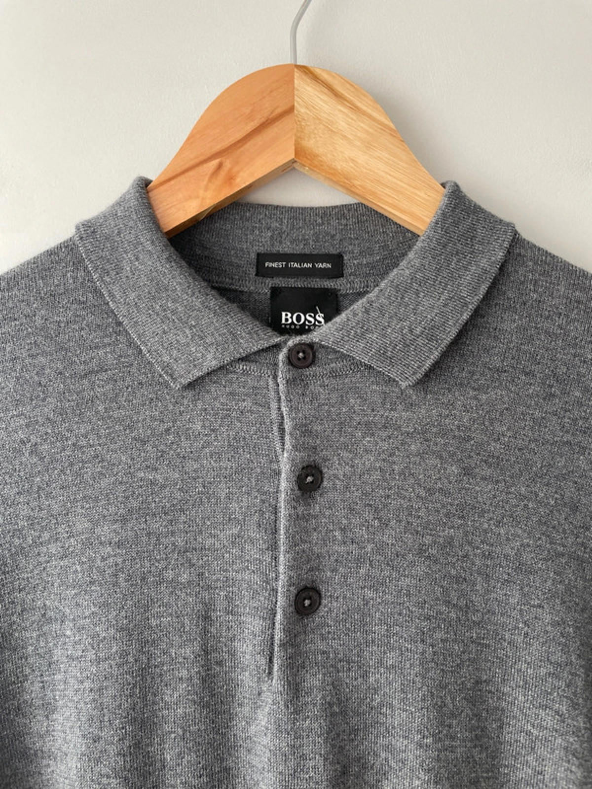 Men’s Hugo Boss Slim Fit Long Sleeve 100% Merino Wool Knitted Polo Top - Medium - 2016