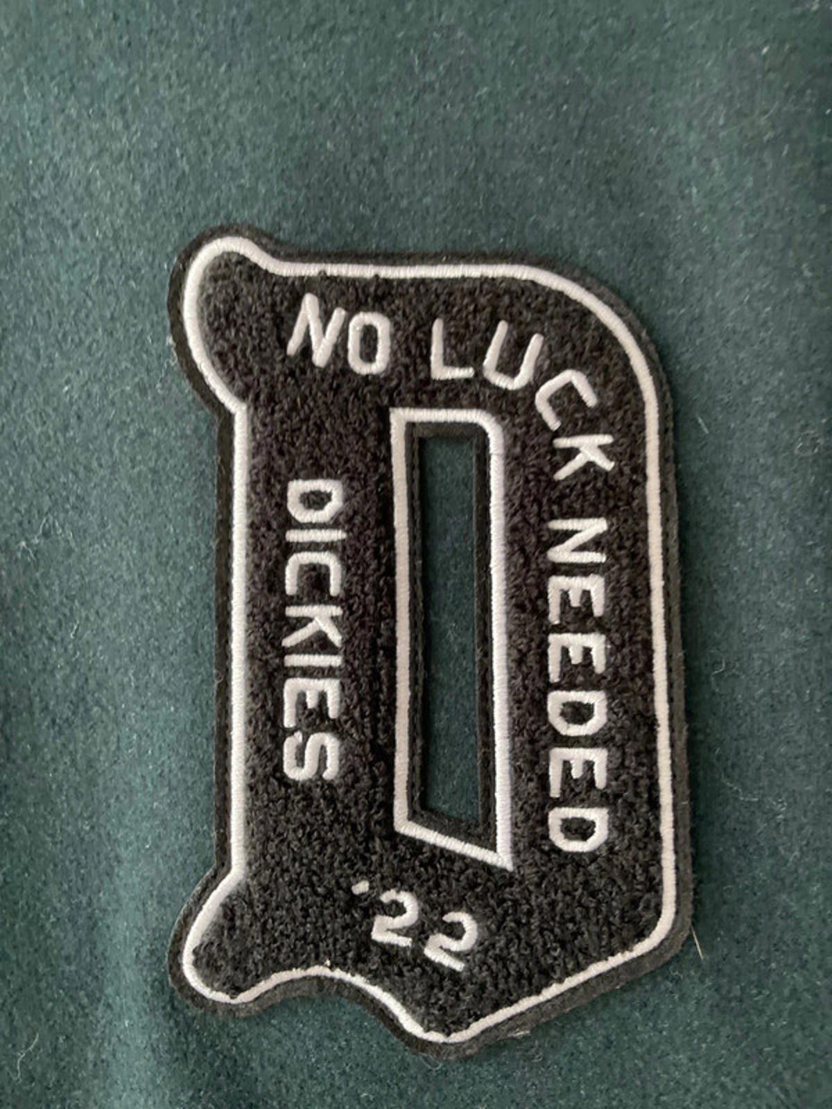 Men’s Dickies Union Springs Varsity Jacket Recycled Wool In Dark Green - Medium - 2372