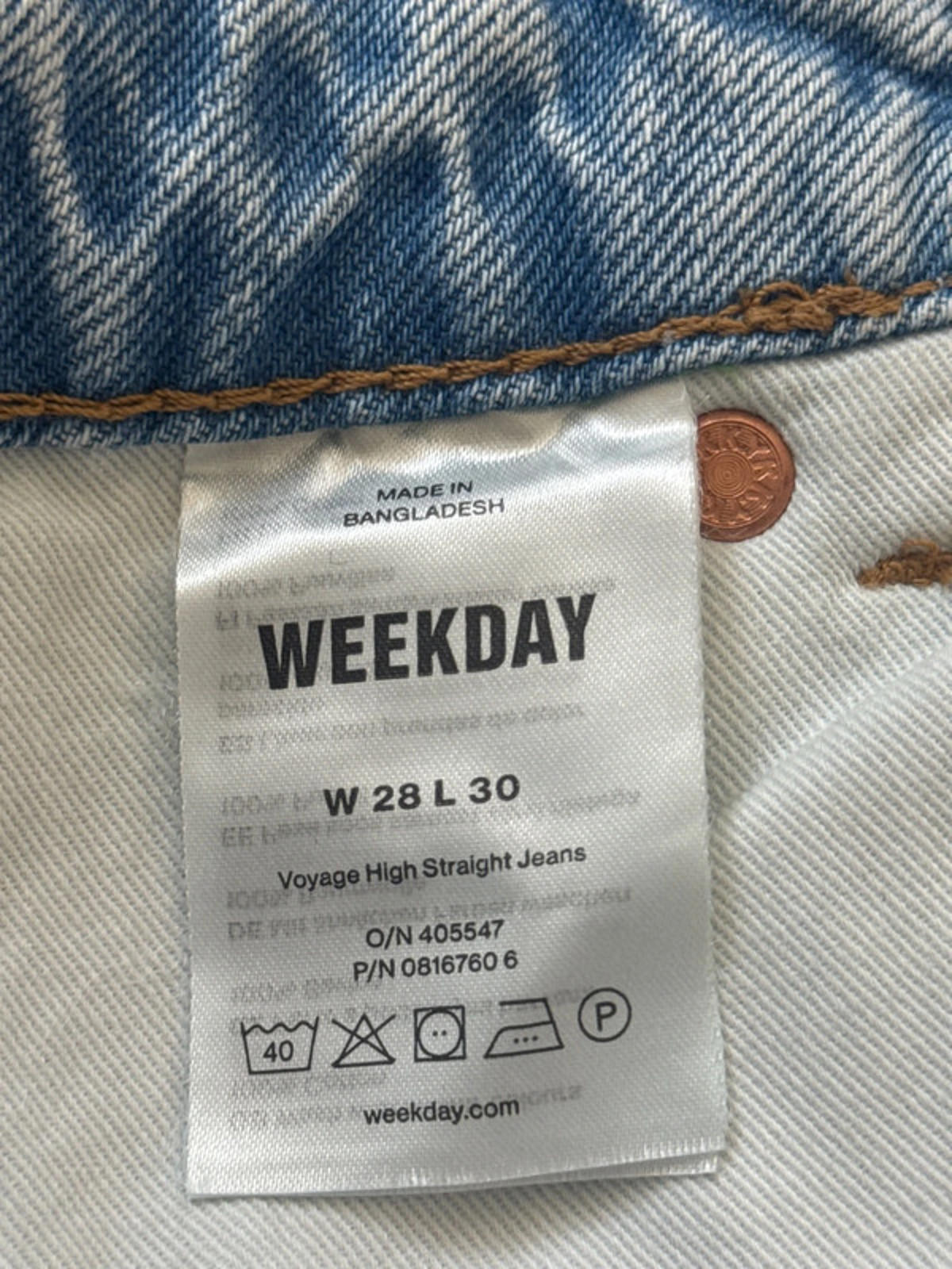 Women’s Weekday Voyage High Waisted Straight Fit Jeans - W28 / L30 - 1318