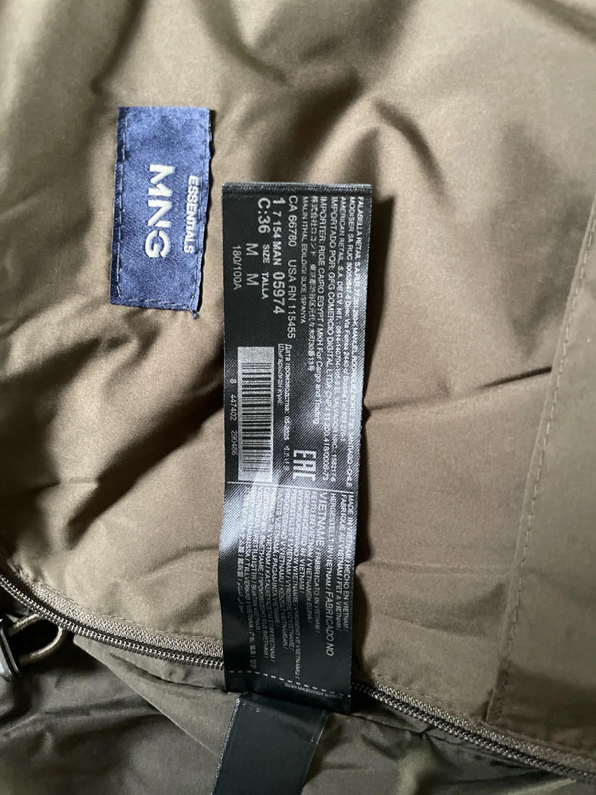 Mens Mango Gorry Hooded Padded Puffer Jacket In Khaki - Medium - 2373