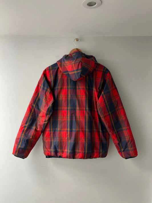 Boys The North Face Checked Padded Hooded Puffer Jacket In Red/Blue - XL- 2374