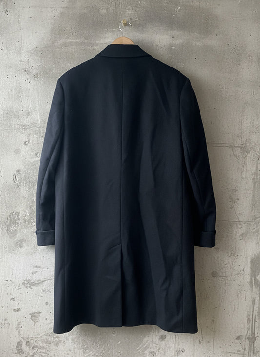 Men’s Aquascutim 100% Wool Single Breasted Trench Coat In Black - Large - 2578