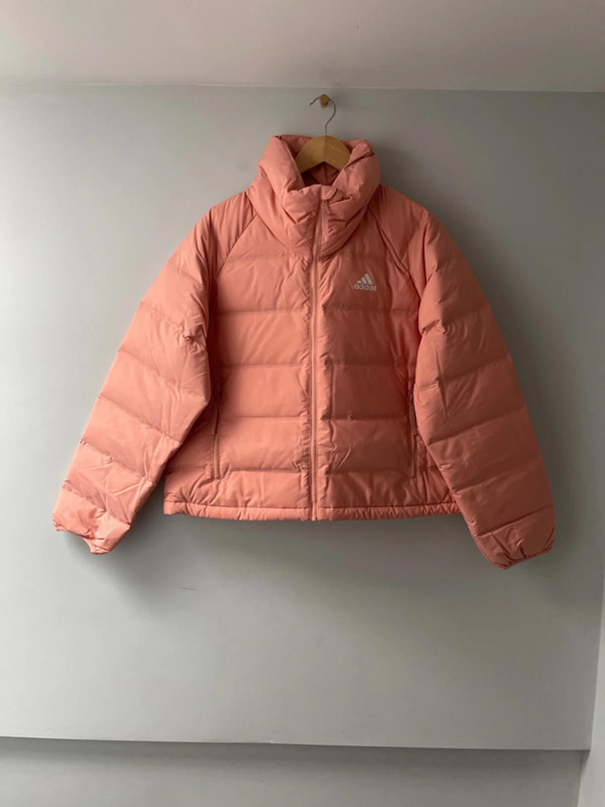 Women’s Adidas Helionic Oversized RLX Down Puffer Jacket In Coral - Uk12 - 2342