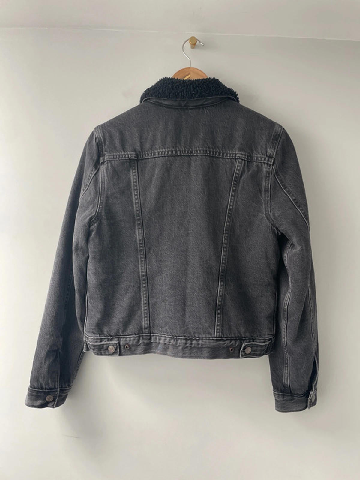 Womens Levi's Denim Trucker Jacket Coat With Borg Lining In Black - Small - 2311
