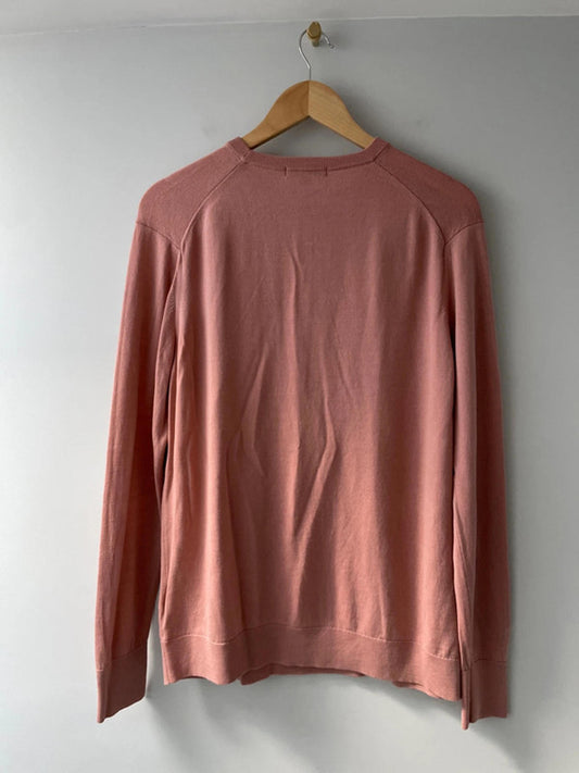 Men’s Uniqlo 100% Wool Crew Neck Long Sleeve Jumper In Pink - XLarge - 2517