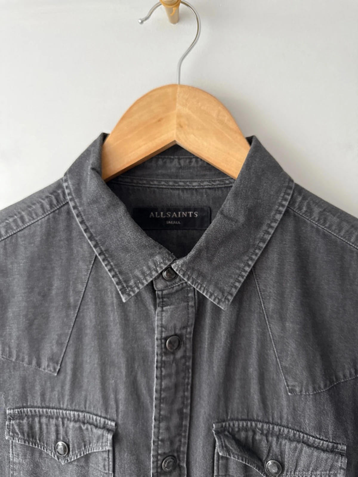 Men’s Allsaints Washed Western Denim Chambray Shirt - Small - 1968