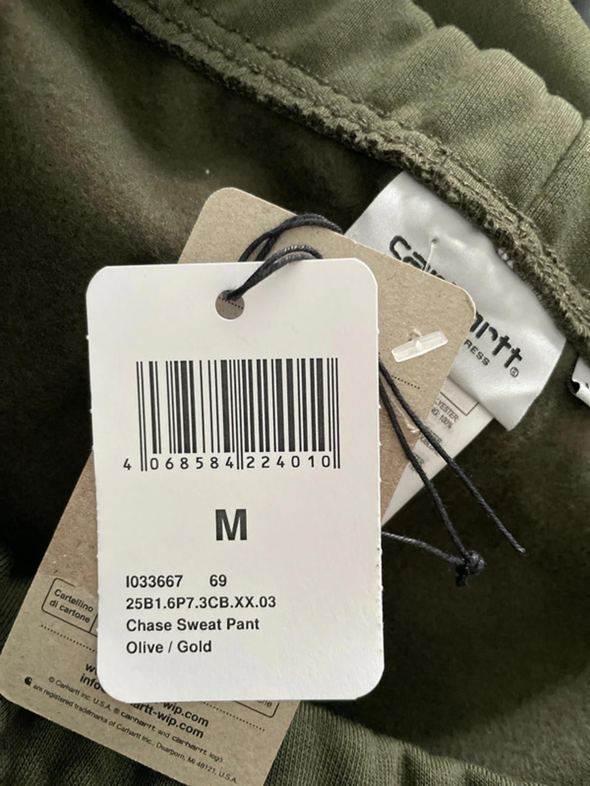 Men’s Carhartt WIP Chase Joggers with Hidden Draw String In Olive/Gold - Medium - 2414