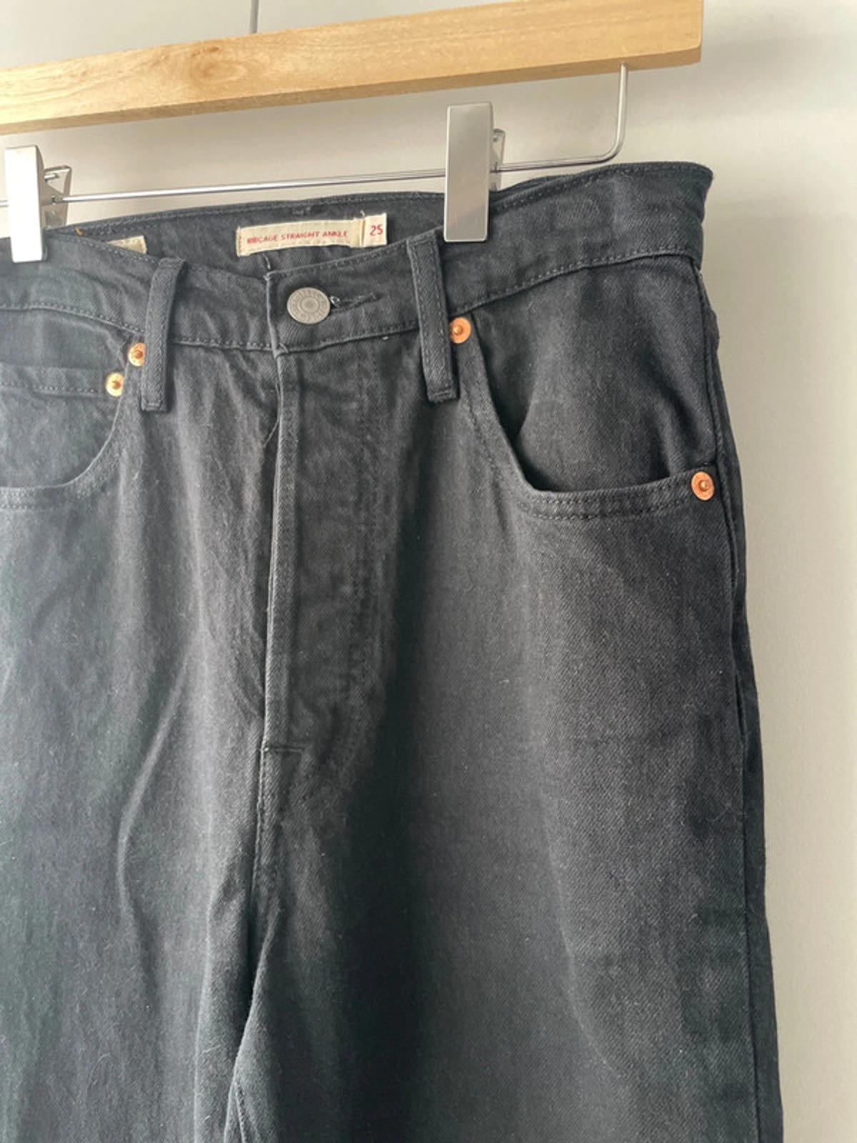 Women’s Levi’s Ribcage Straight Ankle High Waisted Fit Jeans In Black - W25/L31 -1844