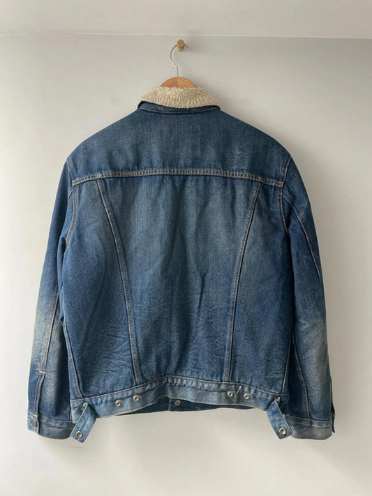 Men's Levi's Denim Trucker Jacket Coat With Borg Lining In Navy - Medium - 2341