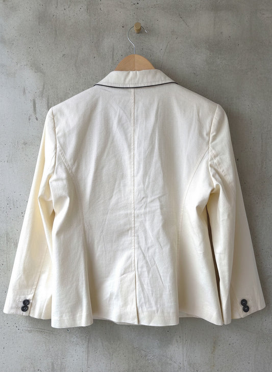 Women’s Love Moschino Cream Blazer with Black Piping and Button Details - UK16 -