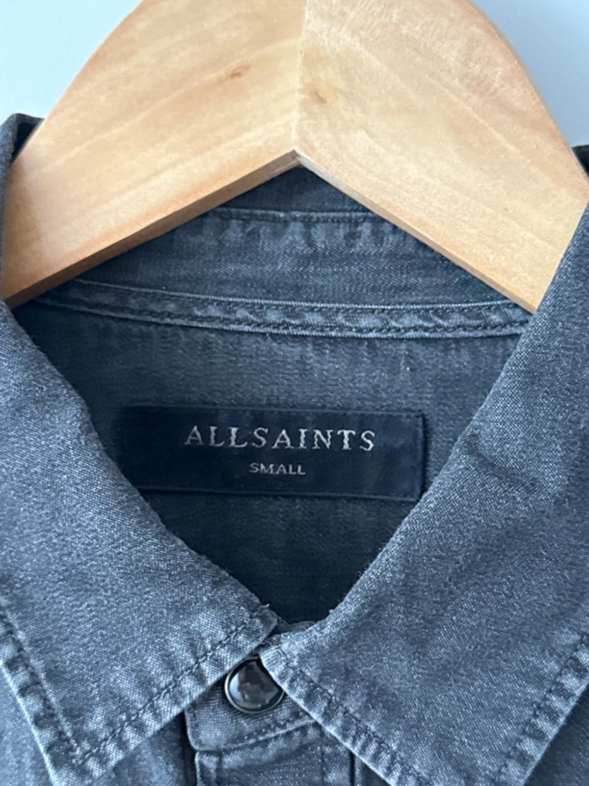 Men’s Allsaints Washed Western Denim Chambray Shirt - Small - 1968