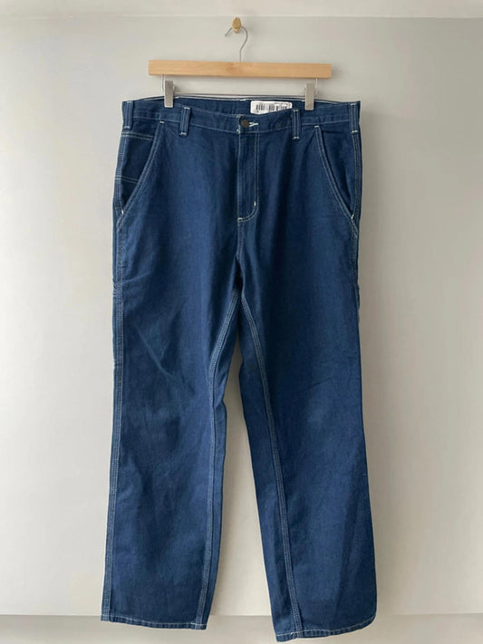 Men’s Carhartt Carpenter Style Contrast Stitching Dungaree Fit Jeans In Navy - W34/L30 - 2519