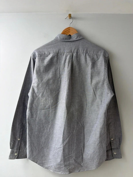 Men’s Ralph Lauren slim stretch fit oxford chambray shirt in grey - large - 3473