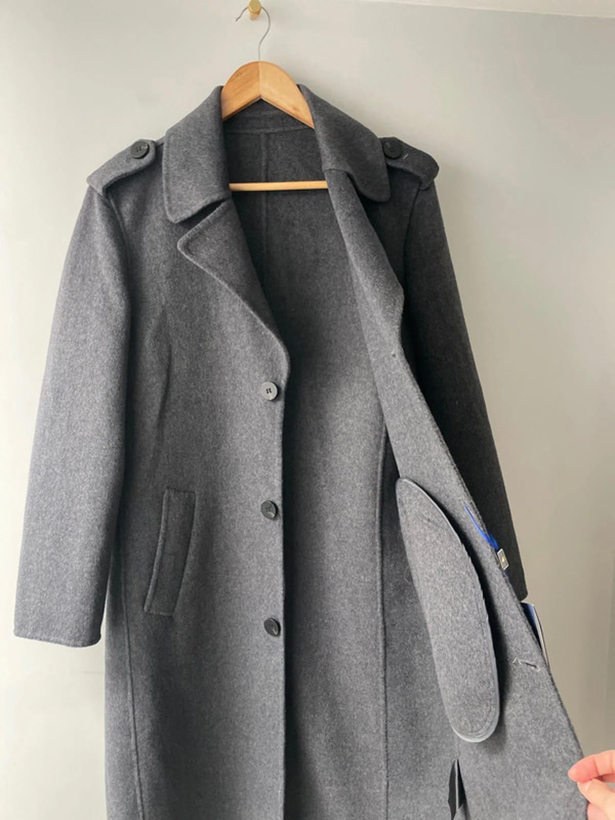 Women’s Lansboter 100% Wool Military Overcoat In Grey - Uk10 - 2389