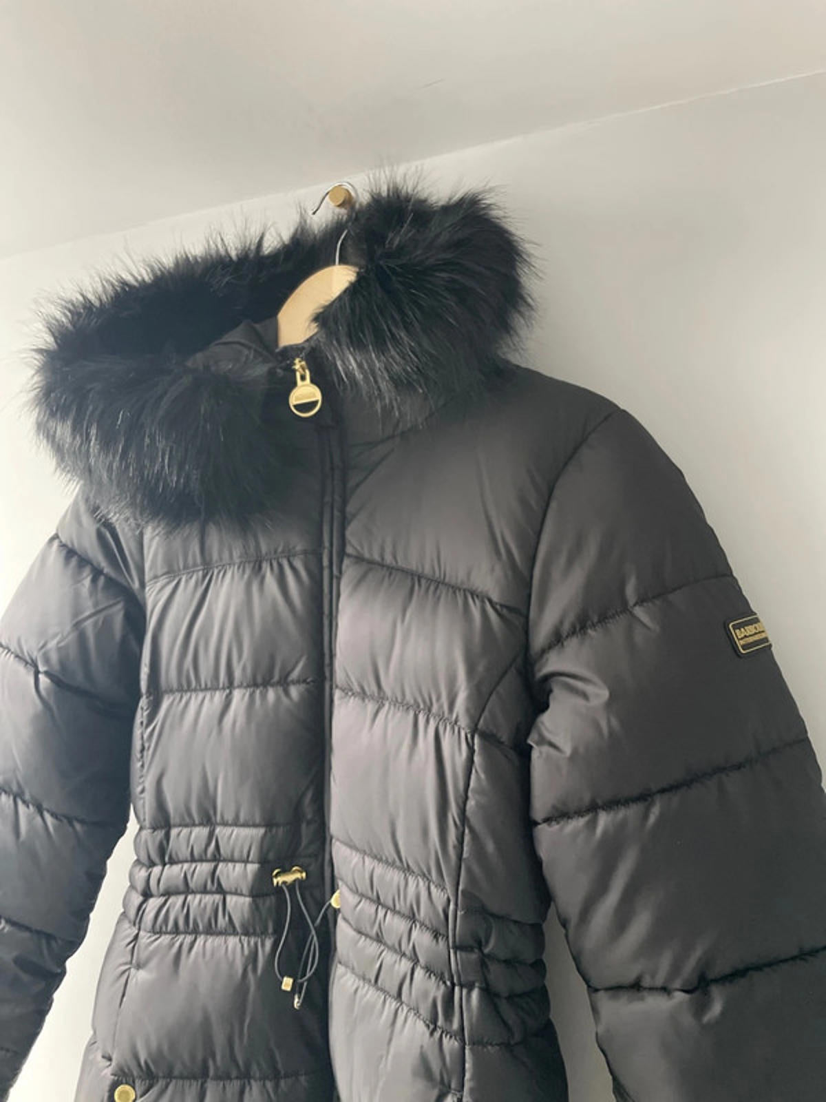 Women’s Barbour Anastasia Quilted Faux Fur Lined Hooded Puffer Jacket In Black - UK8 - 2396