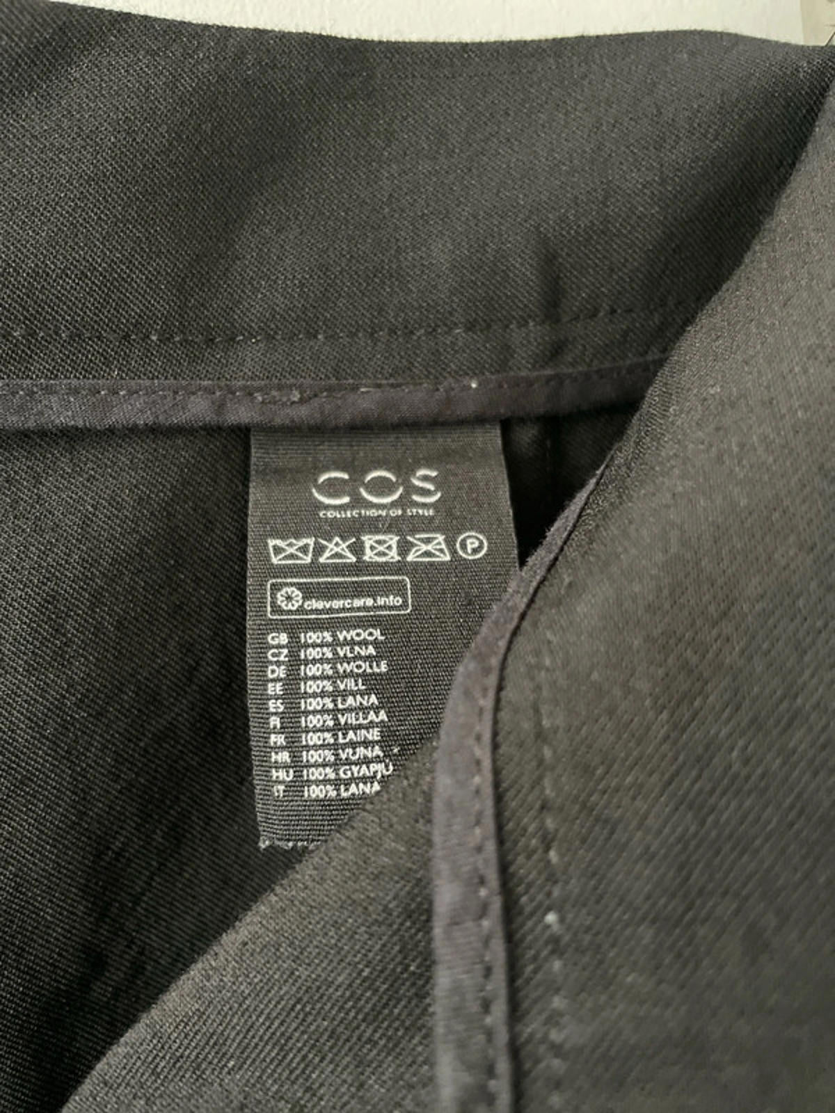 Women’s Cos Pleated 100% Wool Wide Leg Trousers In Black - W32/L24 - 2884