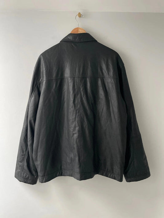 Men’s Pierre Cardin Premium Soft Leather Harrington Jacket In Black - XLarge - 2552