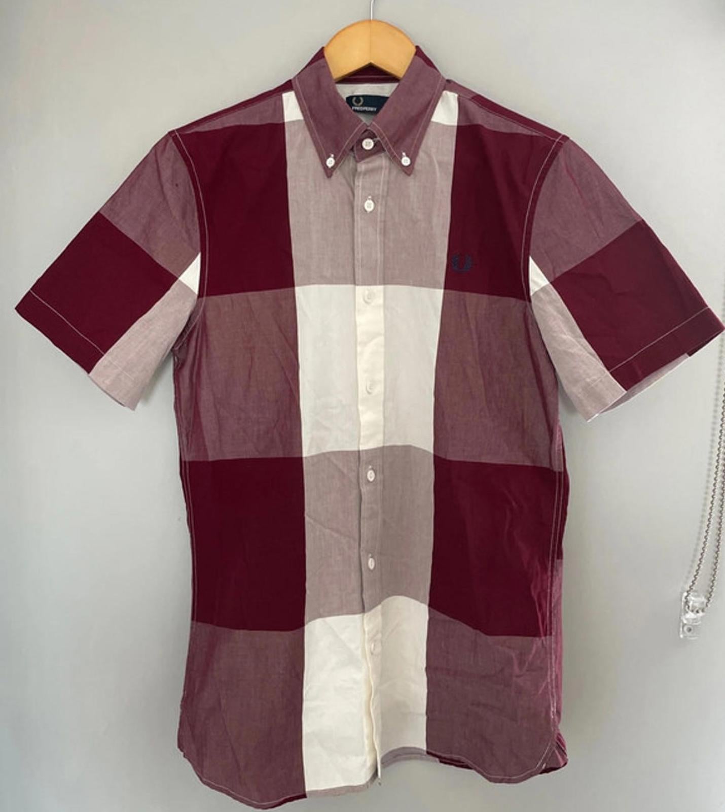 Men’s Fred Perry short sleeve check shirt with button down collar - Small