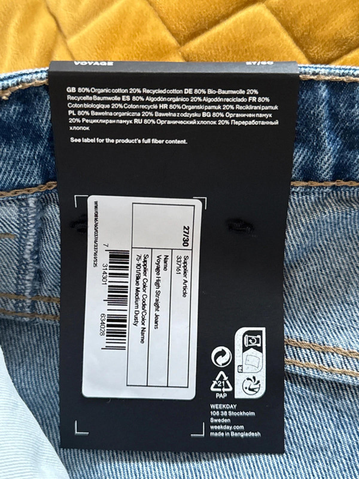 Women’s Weekday High Waisted Voyage Fit Jeans - W27/L30 - 0632